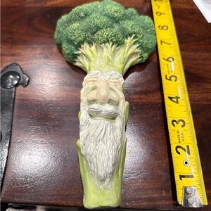 Anthropomorphic Green and White Broccoli Head Figurine